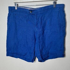 Portomar Shorts Men's 36 Blue Bermuda Premium Linen Pockets Casual